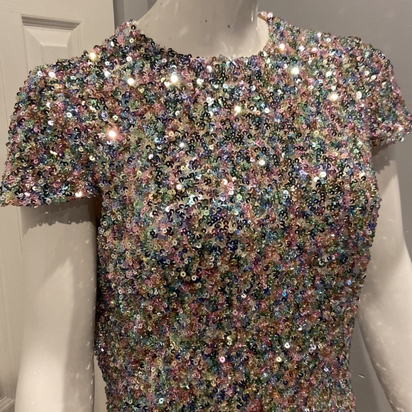 NWOT Ieena for Mac Duggal sequin shift dress - Picture 3 of 10